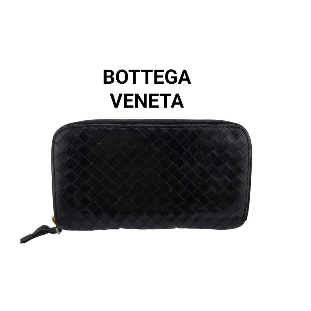 Bottega Veneta Intrecciato Leather Zip Around Wallet Black 114076 V0013 1000 - Picture 1 of 10